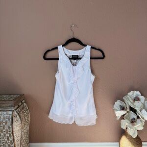 Ally B White Ruffle Sleeveless Blouse